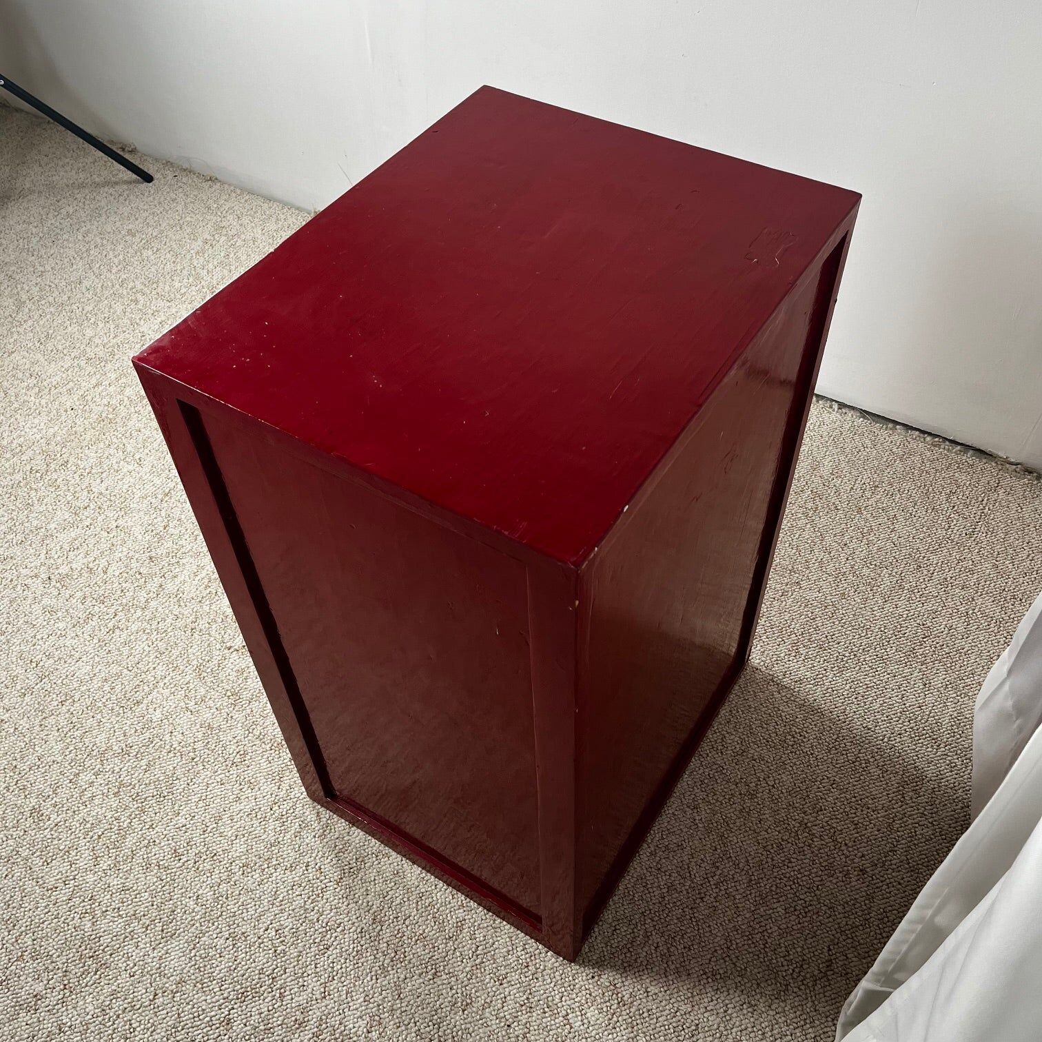 Small workshop furniture in red lacquered pine, 1980.
