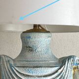Painted plaster lamp, new 2 M fabric cable, fabric lampshade