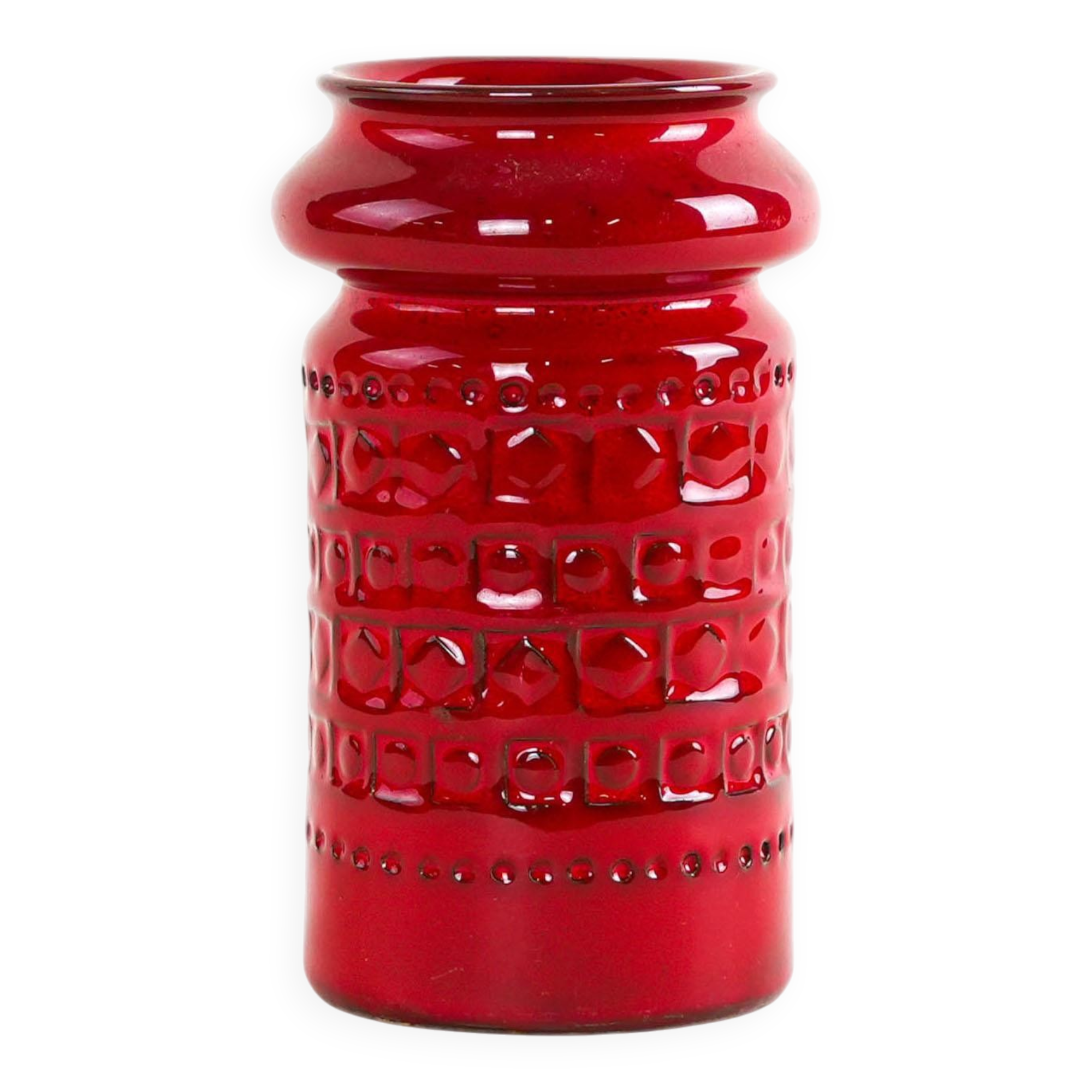 Red ceramic vase, German design, 1960s, made in West Germany