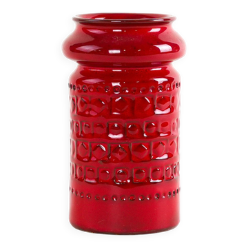 Red ceramic vase, German design, 1960s, made in West Germany