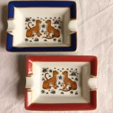 Paire de mini cendriers Hermès "leopards"