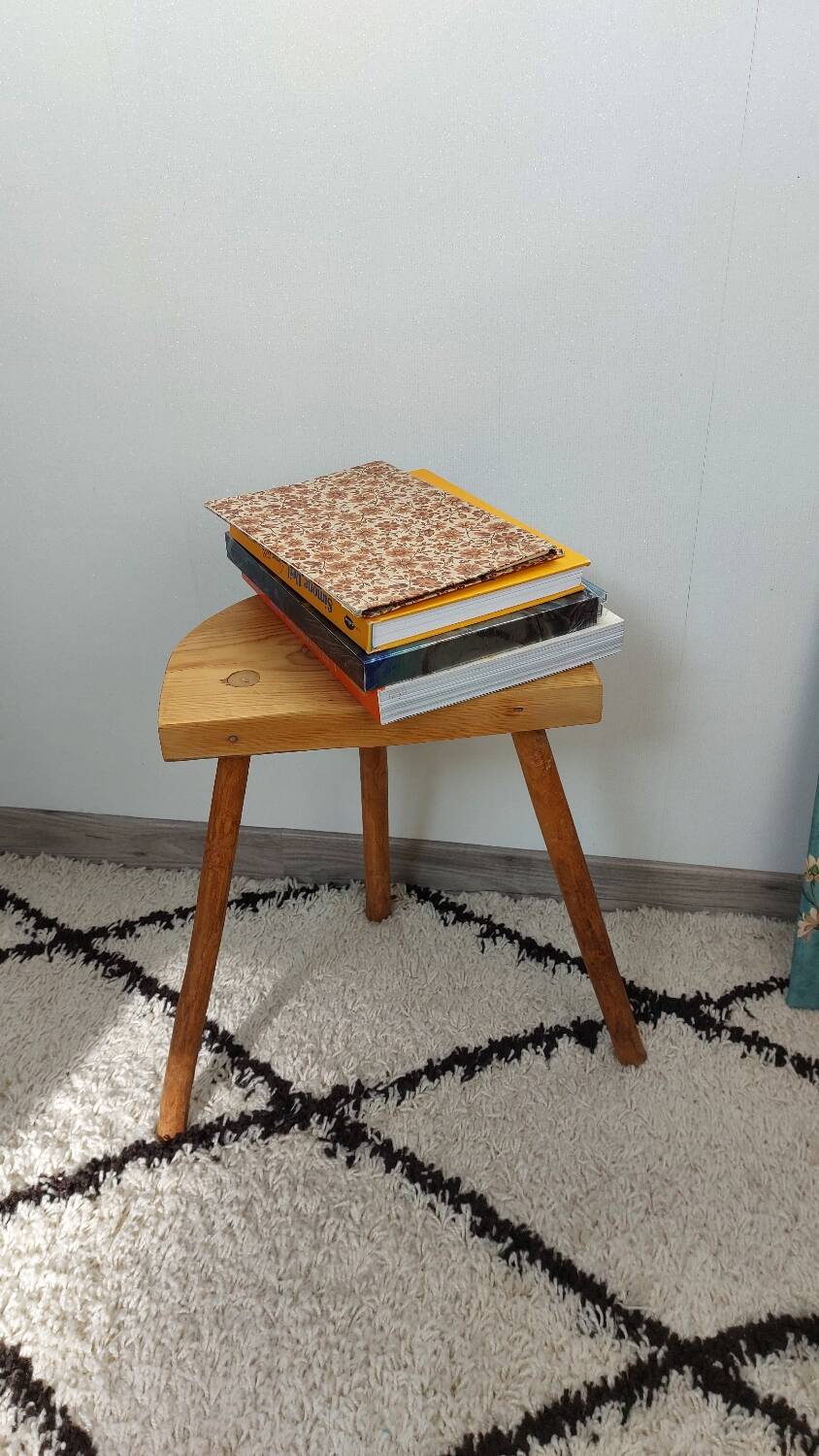 Raw wood tripod stool
