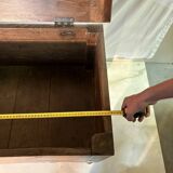 Large antique oak chest with turned legs