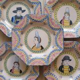 Set of 5 Henriot Quimper soup plates