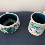 2 cups maja white and blue enamelled ceramic cups