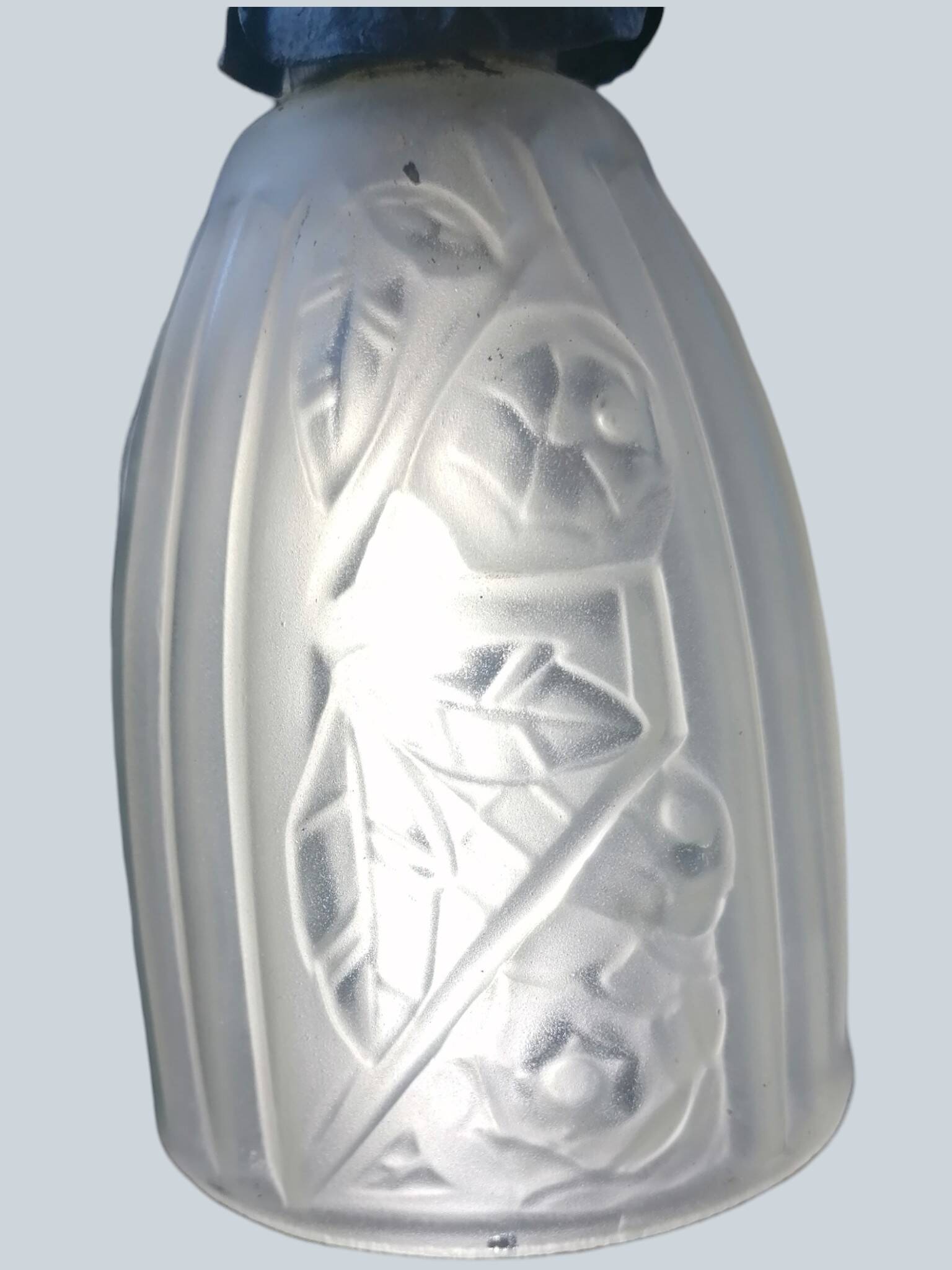 Wrought iron and art deco glass chandelier - Degué Workshops