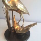 Brass lamp depicting a heron