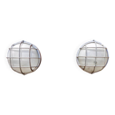 Ancienne paire d'appliques indutrielles en alu brossé