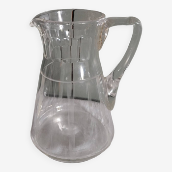 Vintage Broc/ water pitcher in crystal cut & engraved around 1950