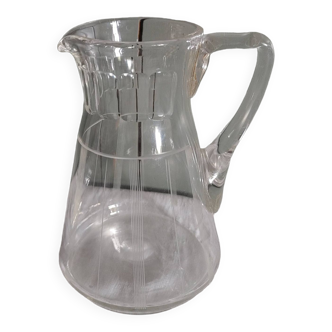 Vintage Broc/ water pitcher in crystal cut & engraved around 1950
