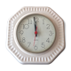 Octagonal clock in white ceramic, vintage 60s-70s