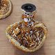 Pair of honey-colored Fat Lava ceramic candle holders