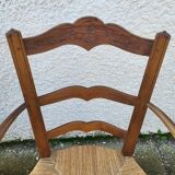 Pair of provencal straw armchairs in walnut