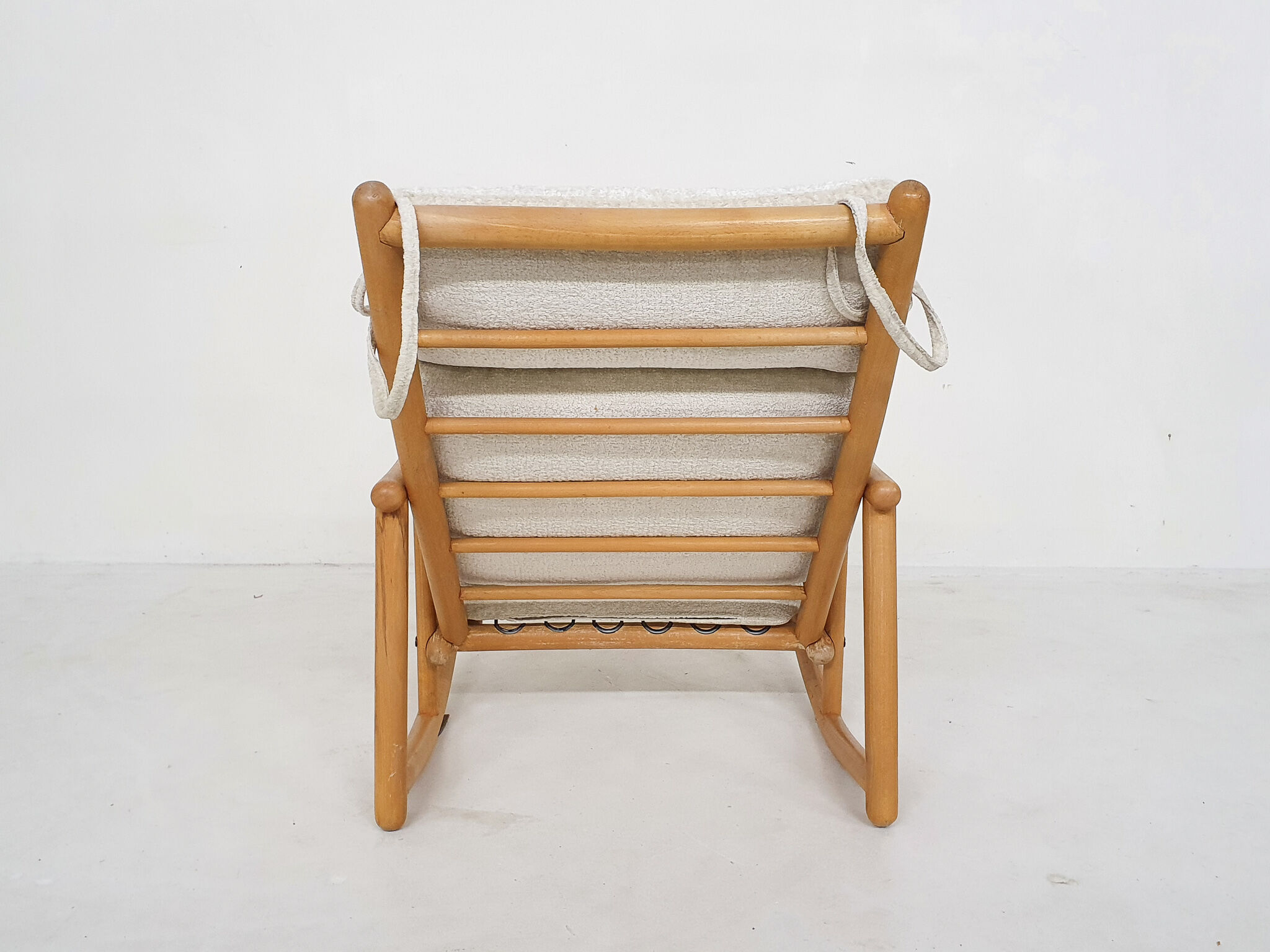 Scandinavian modern birch spindle rocking lounge chair, 1960’s