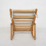 Scandinavian modern birch spindle rocking lounge chair, 1960’s