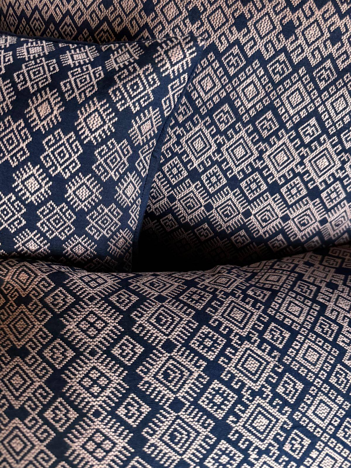 Navy blue and pink Kachin cushion cover (RIDA)