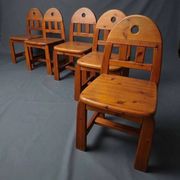 Dining Set of 5 Chairs and Table in Solid Wood - Brutalist, Wabi-Sabi, Japandi Style