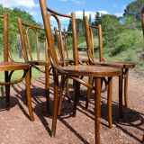 Lot of 8 Art Deco bistro chairs seated screen-printed