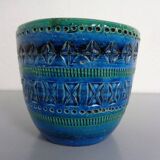 Italian Rimini Blue Ceramic Cachepot by Aldo Londi for Bitossi, 1960s