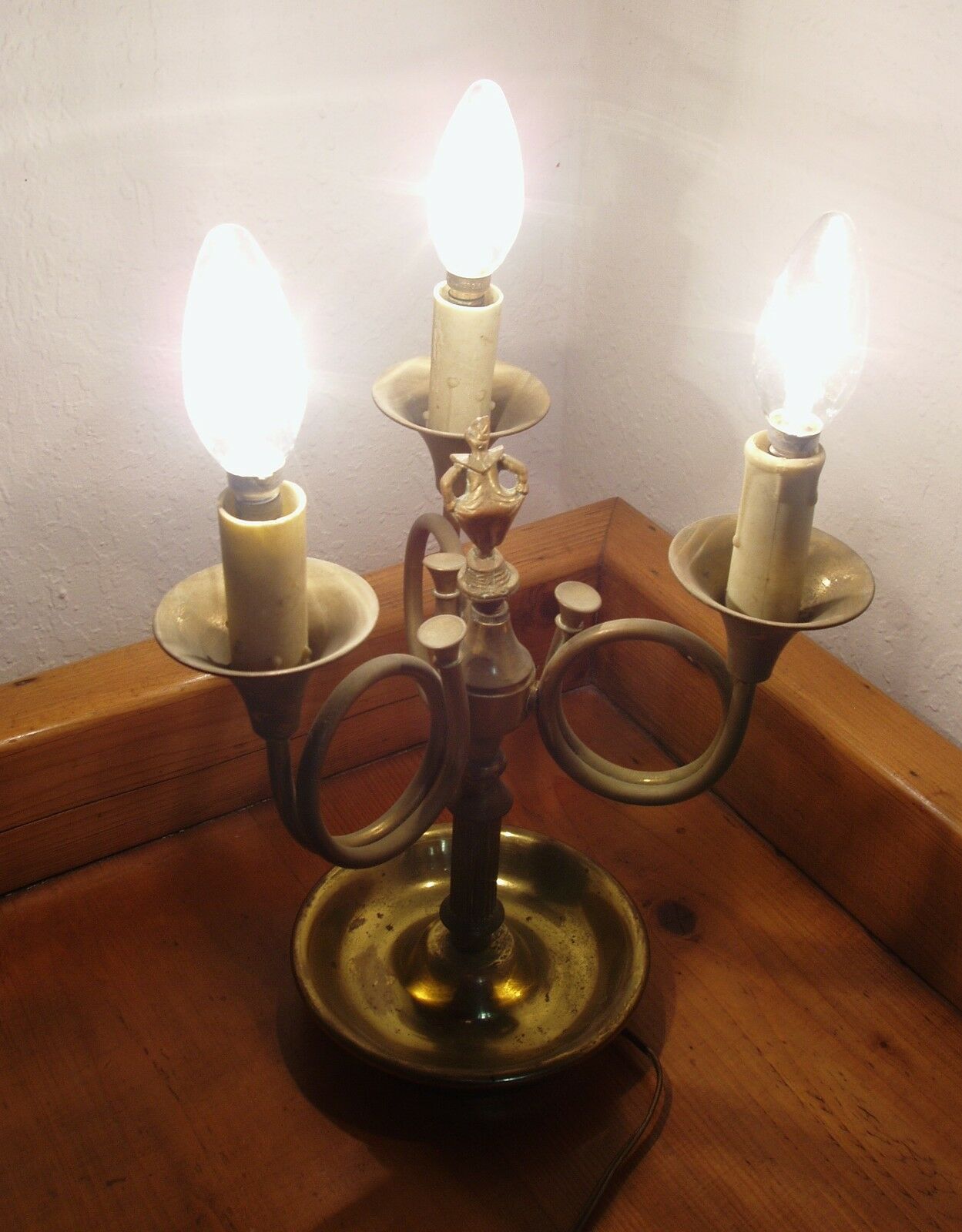 American table lamp 3 brass lights, 1950