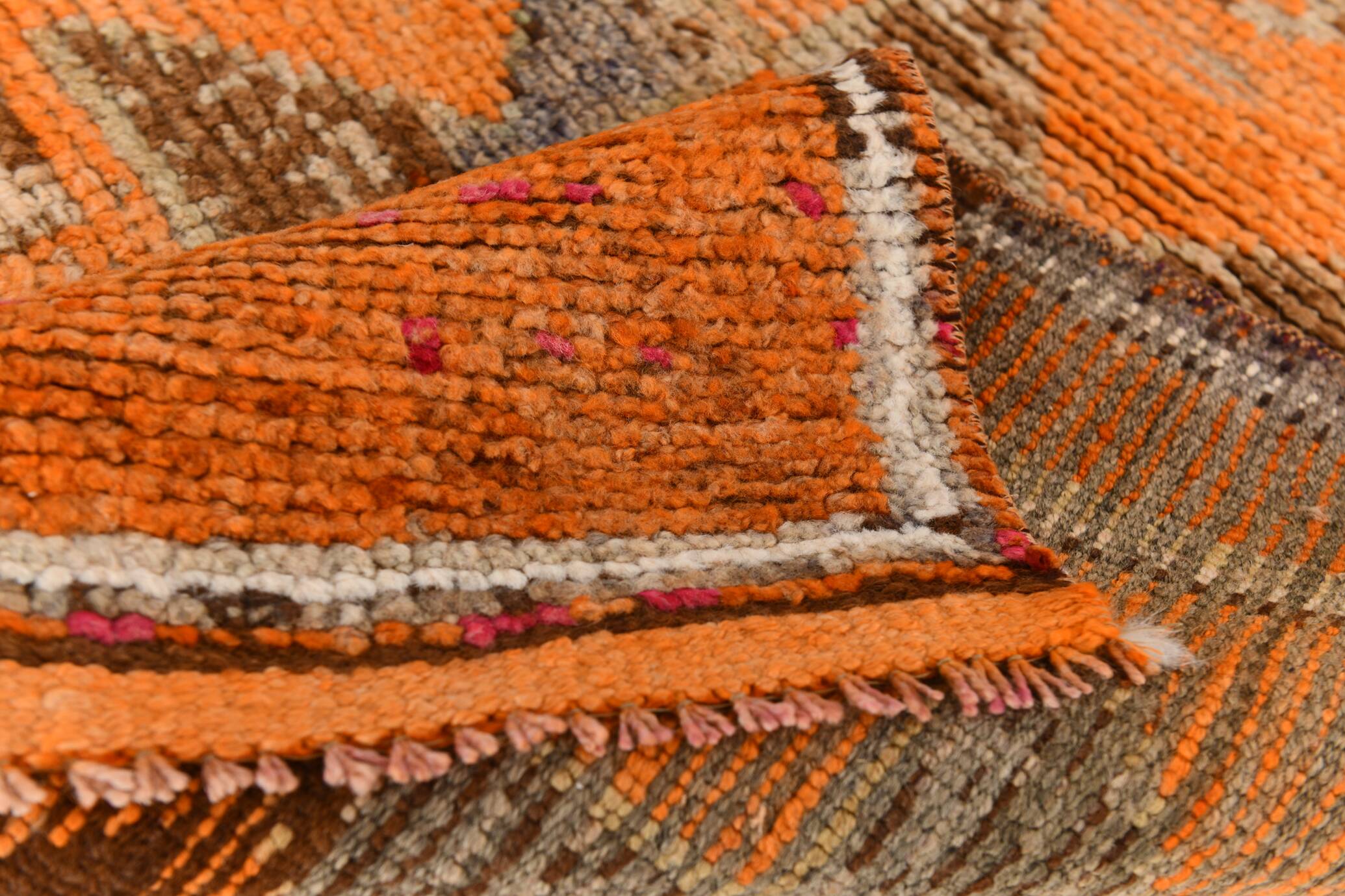 3x9 Vintage Brown & Orange Runner Rug, 84x285Cm