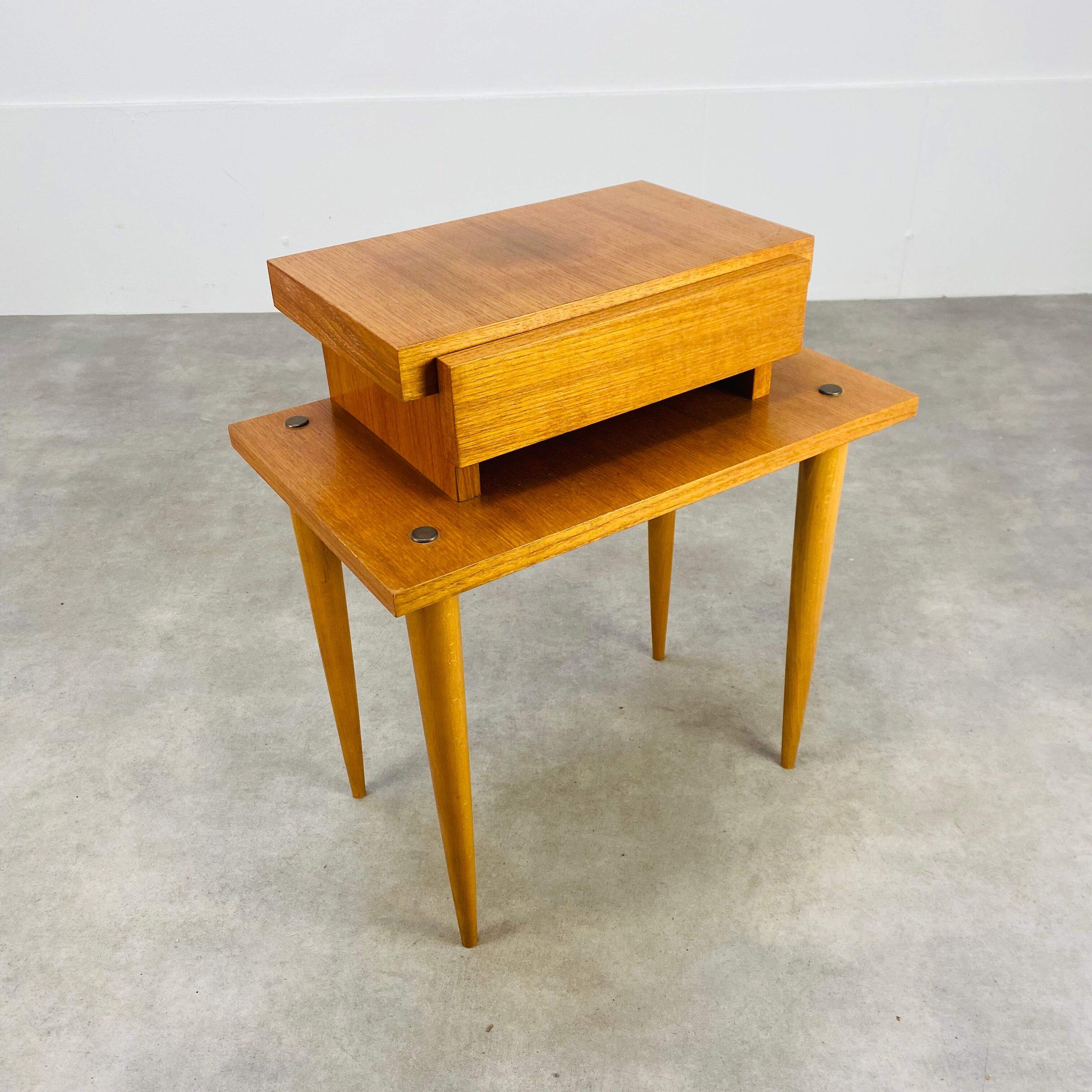 Scandinavian bedside table 50s blond wood