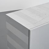 Pair of low buffets in brushed metal, French work, 1970s.