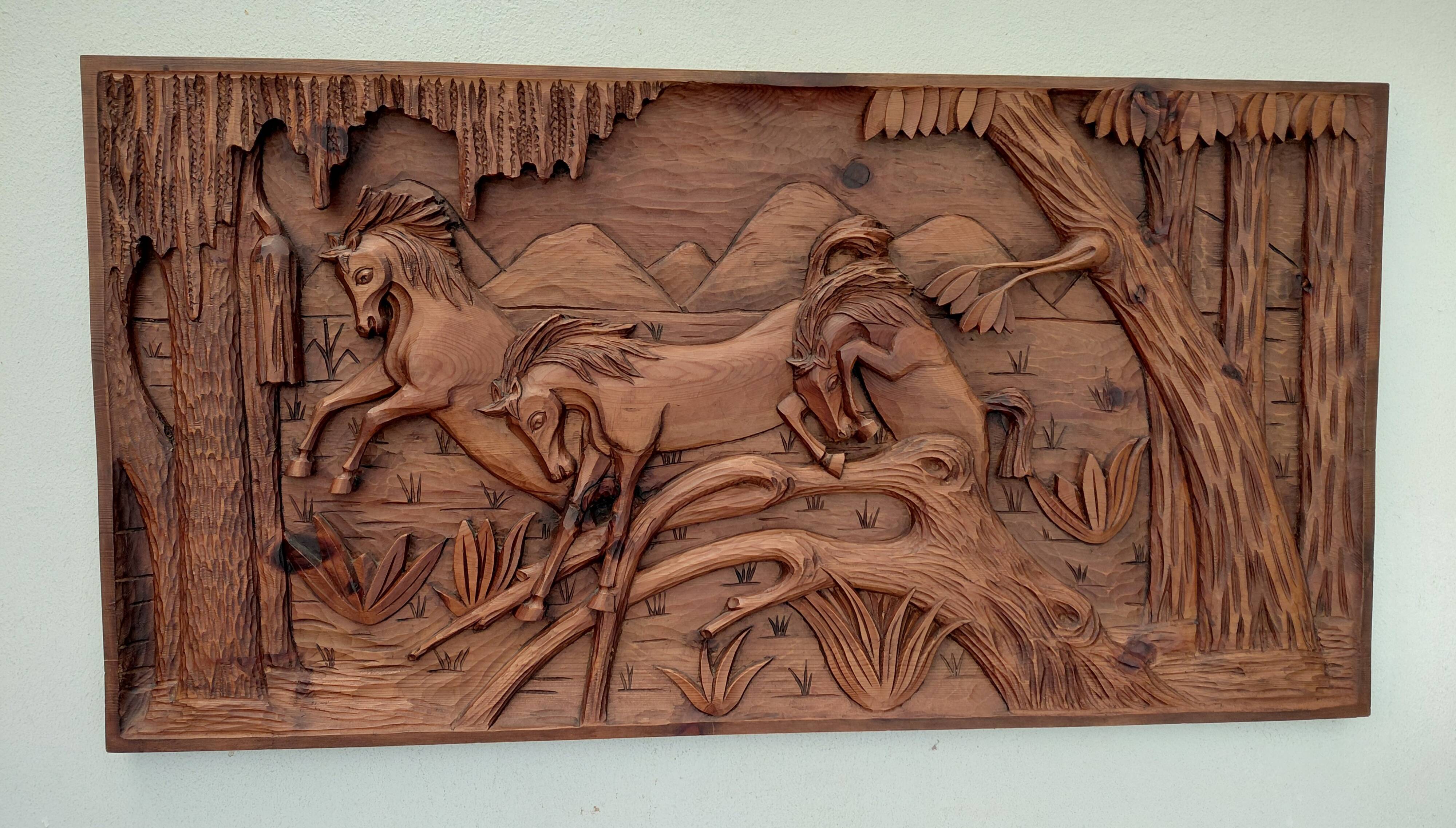 Wooden relief painting