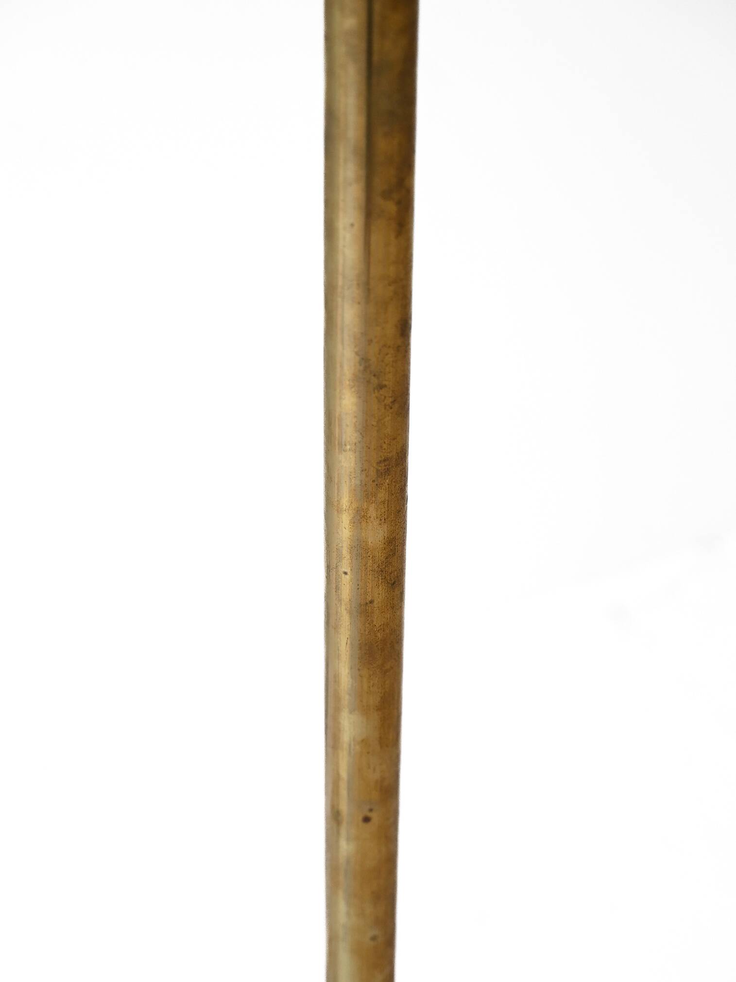 Lampadaire vintage en métal doré avec abat-jour jaune