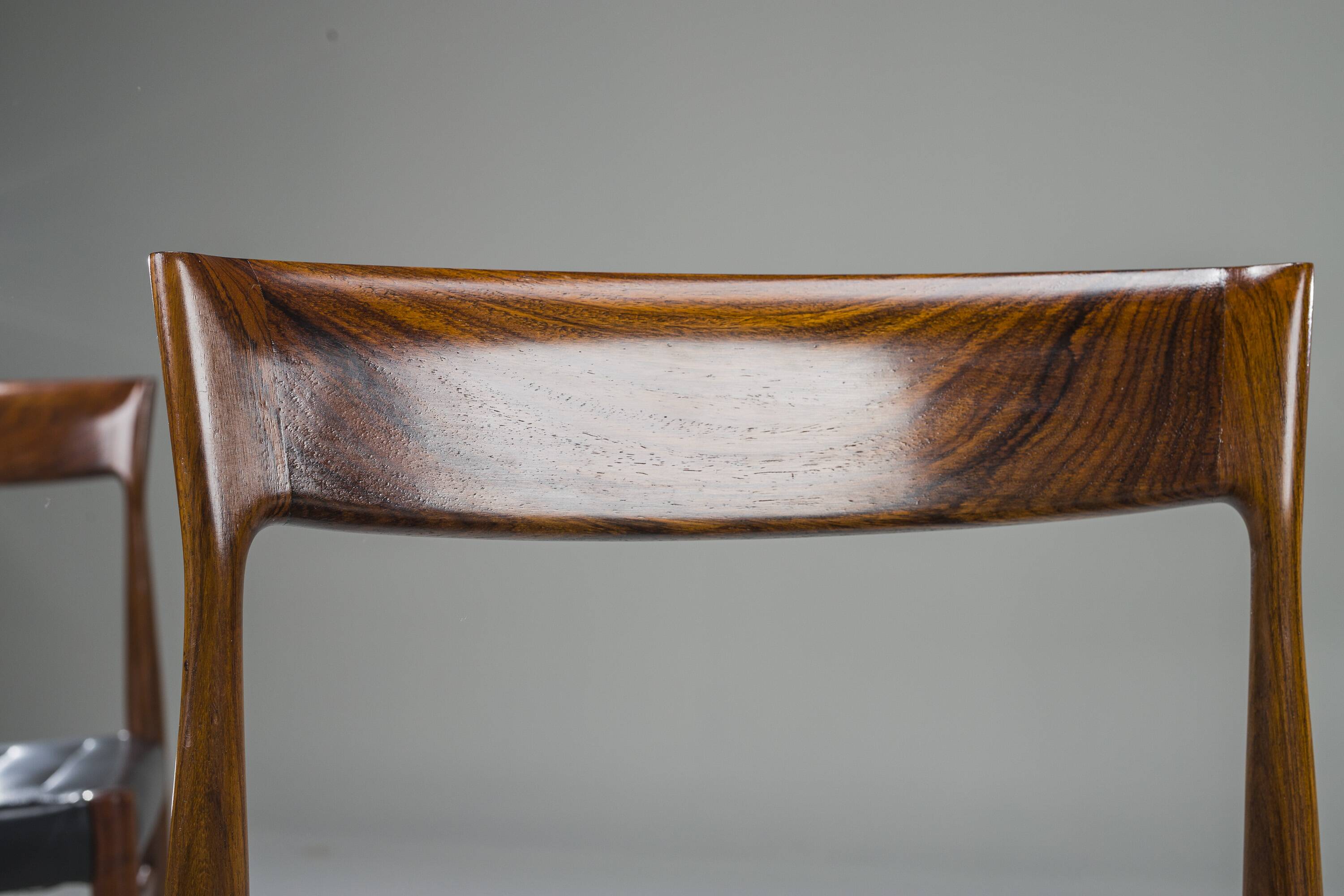 Mid-Century Palisander Dining Chair with Lether, 1950s, Set of 4
