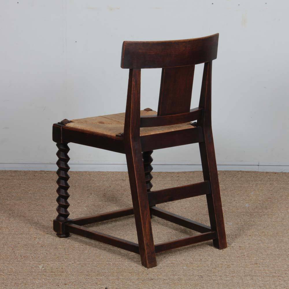 Set of 8 wooden chairs, Breton work from the 1940s.