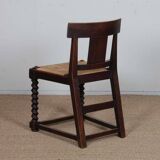 Set of 8 wooden chairs, Breton work from the 1940s.
