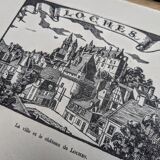 Loches, Indre-et-Loire, printed in 1933, vintage engraving.