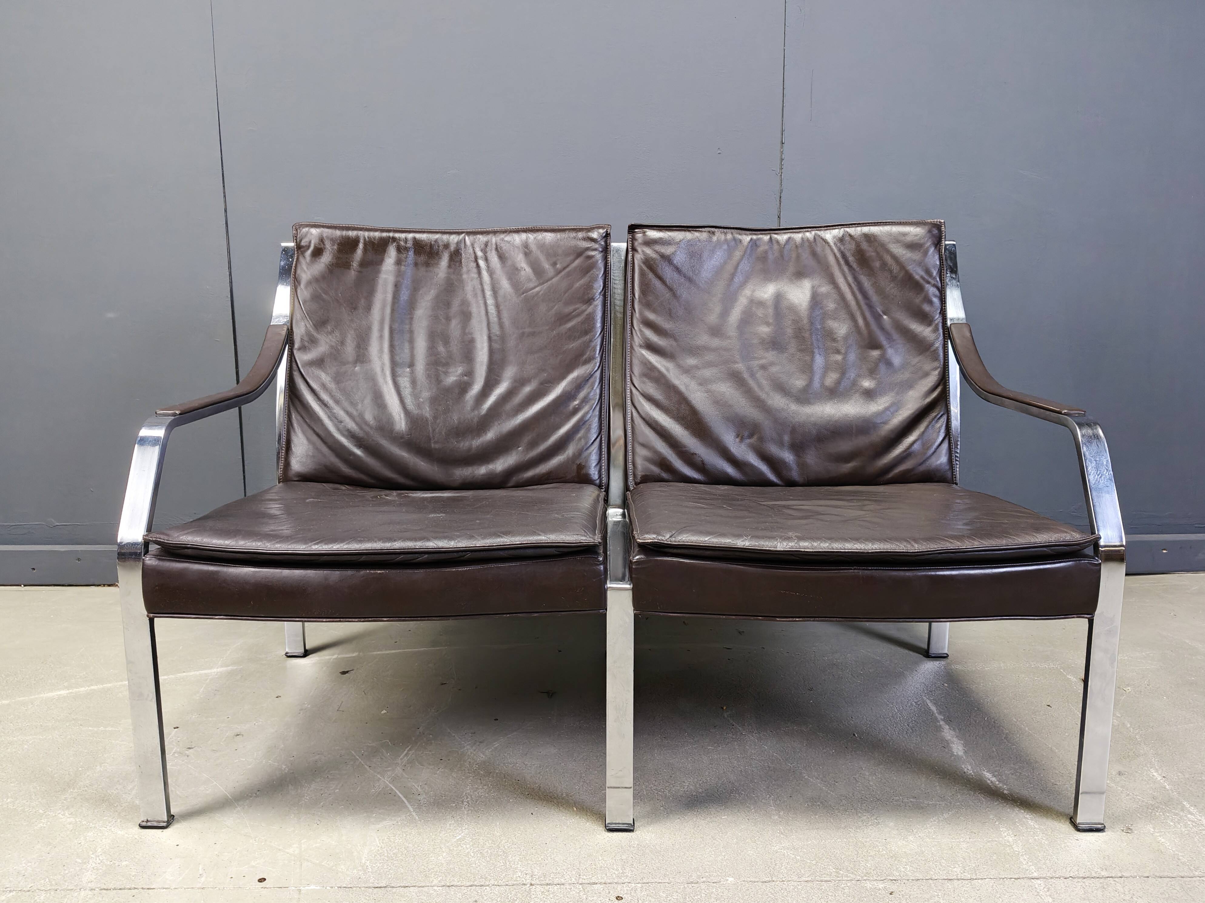 Leather sofa by Preben Fabricius and Jorgen Kastholm for Walter Knoll, 1960
