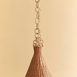 Rustic Midcentury Wicker Pendant Lamp, Spain, 1950s