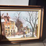 Peinture représentant une ruelle d'époque
