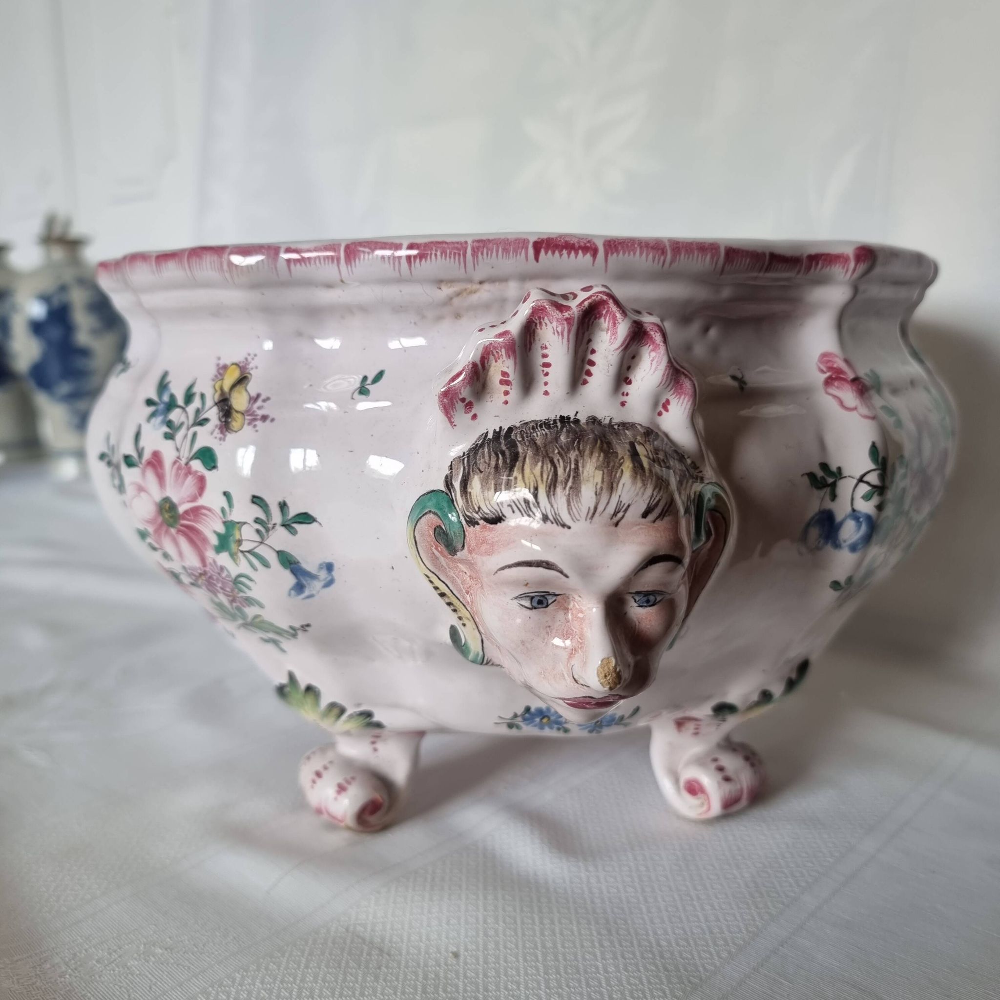 Antique 18th century Marseille earthenware planter by Veuve Perr