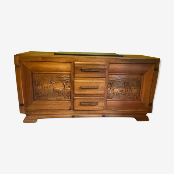 Buffet enfilade art déco en chêne massif années 40