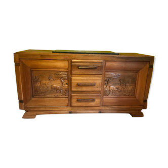 Buffet enfilade art déco en chêne massif années 40