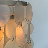 Pair of vintage mother-of-pearl and metal wall lights, France 1950s