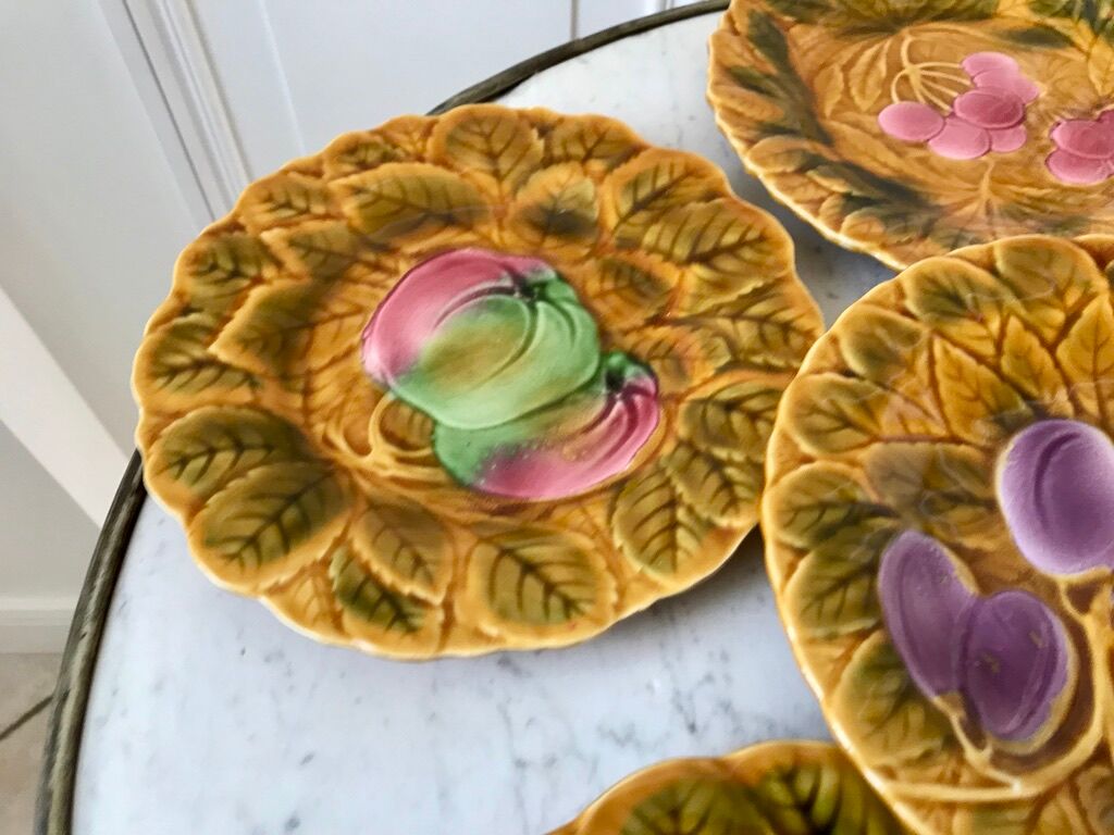 Set of 6 dessert plates in Sarreguemines slurry 60s