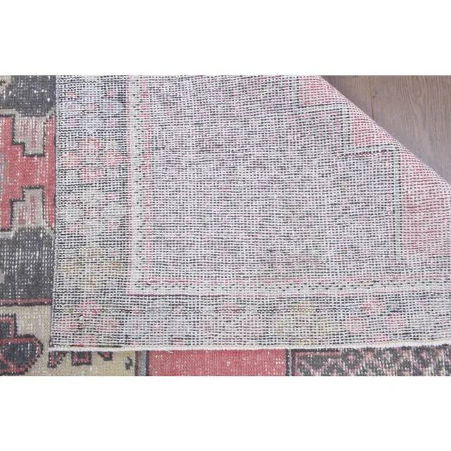 Vintage Turkish Oushak Handmade Wool Cotton Pink Area Rug 112x240