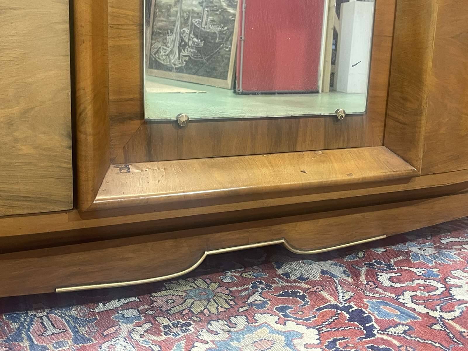 Art Deco 3-door walnut wardrobe - 1930s