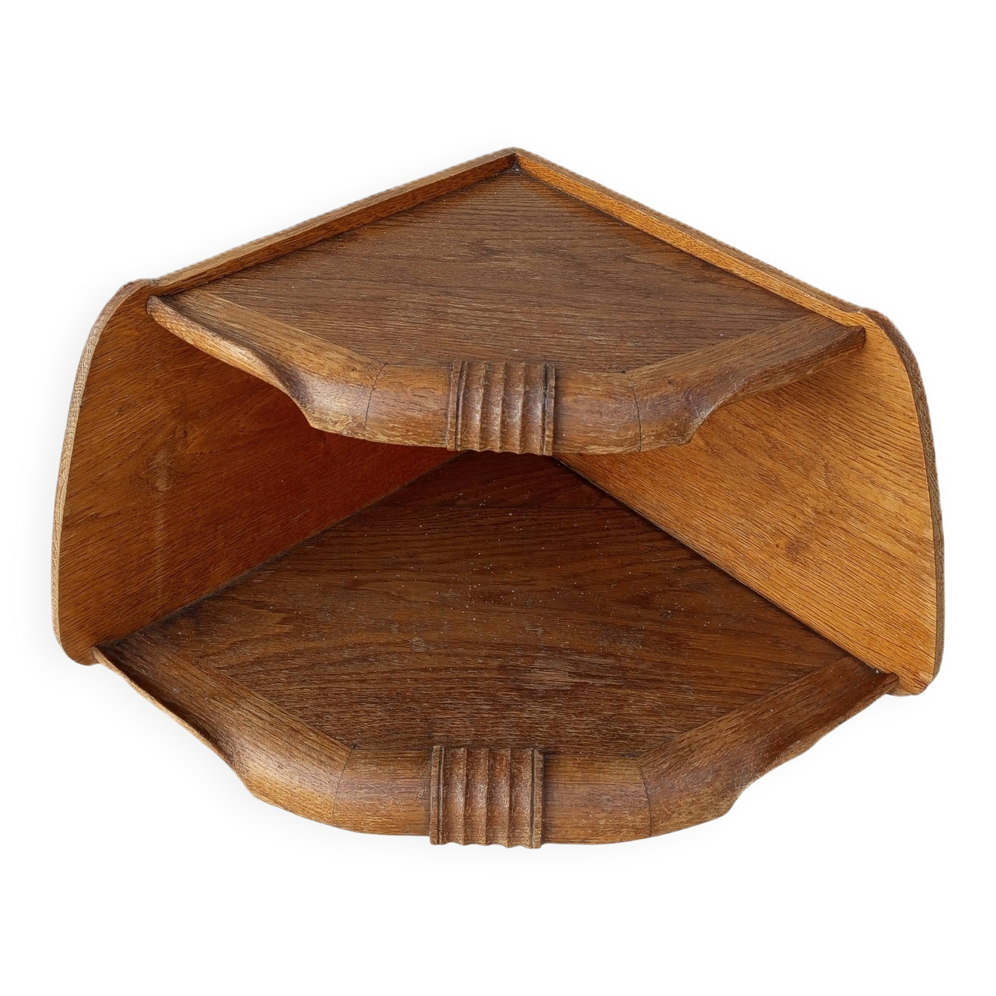 Art Deco oak corner shelf