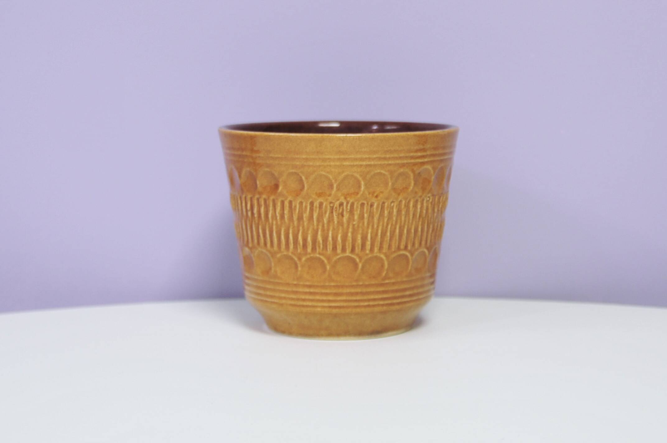 Cache-pot en céramique marron, Allemagne de l'Ouest
