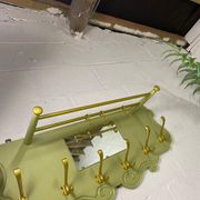 Portemanteau mural vintage vert olive avec miroir