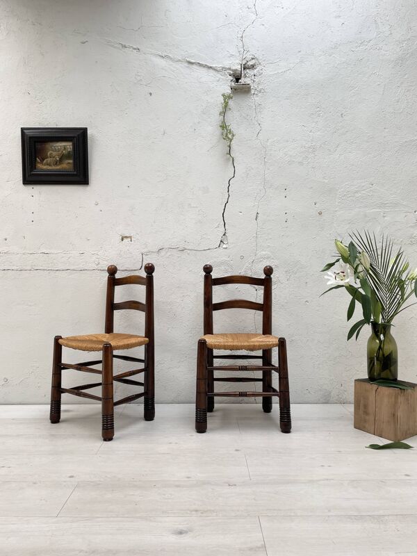 Chaise en hêtre et paille