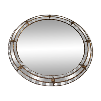 Miroir rond en laiton art et déco 66x64cm