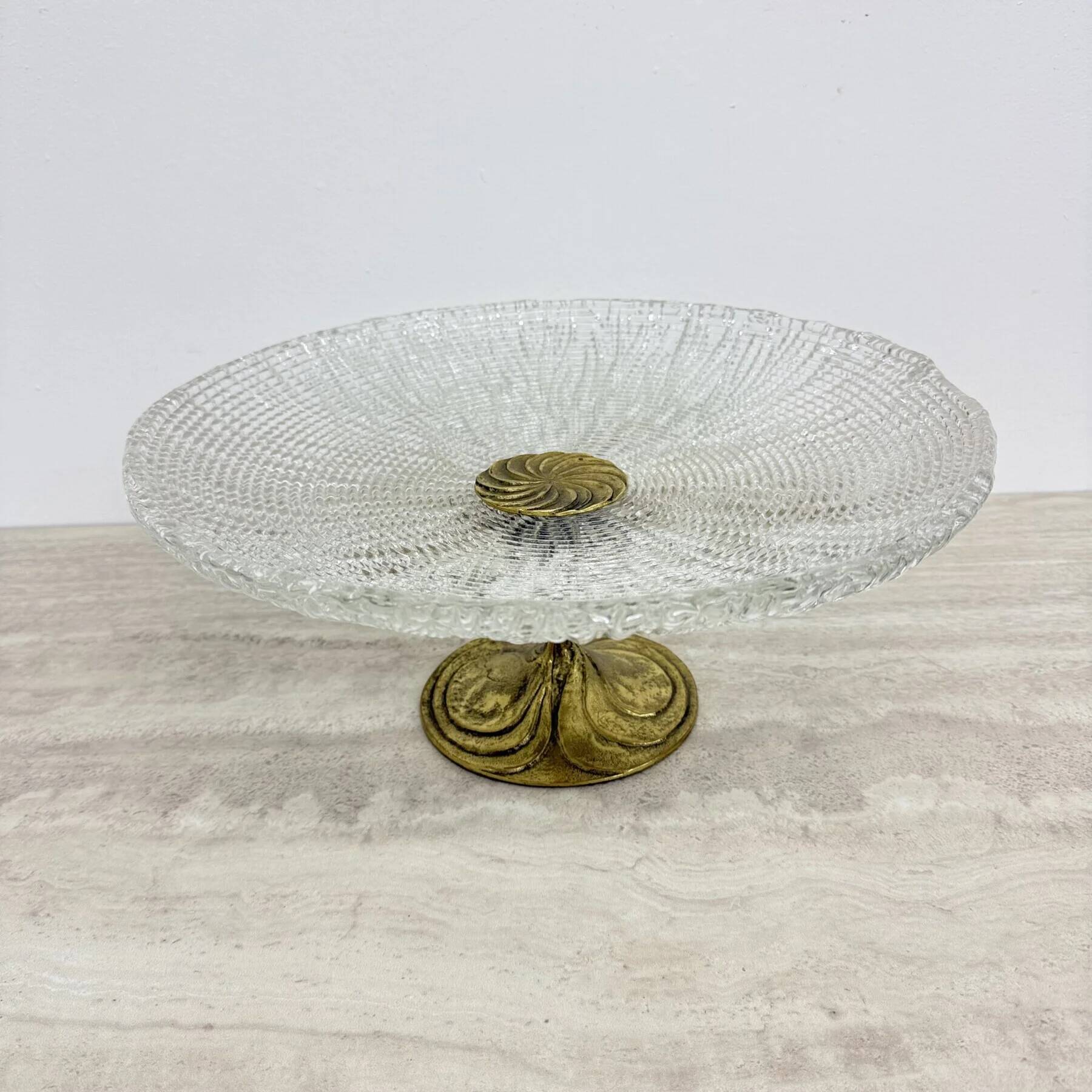 Mid-century design centrepiece crystal and brass bowl, 1960s