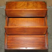 Military desk Harrods in Burr Yew wood with leather, country style.